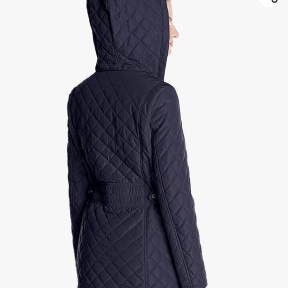 Calvin Klein midweight diamond quilted jacket w/ removable hood black size L EUC - Picture 3 of 10